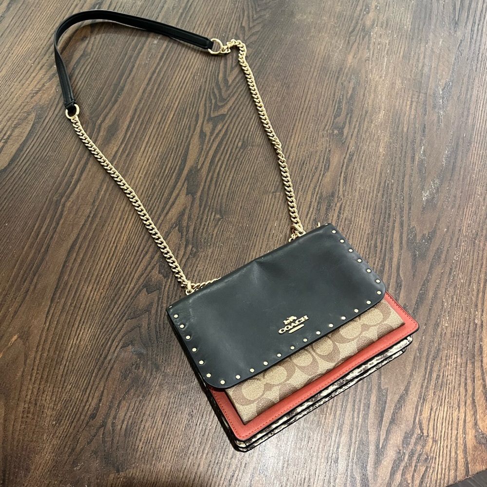 Coach Klare Crossbody Purse - Black, Red and Snakeskin Bag